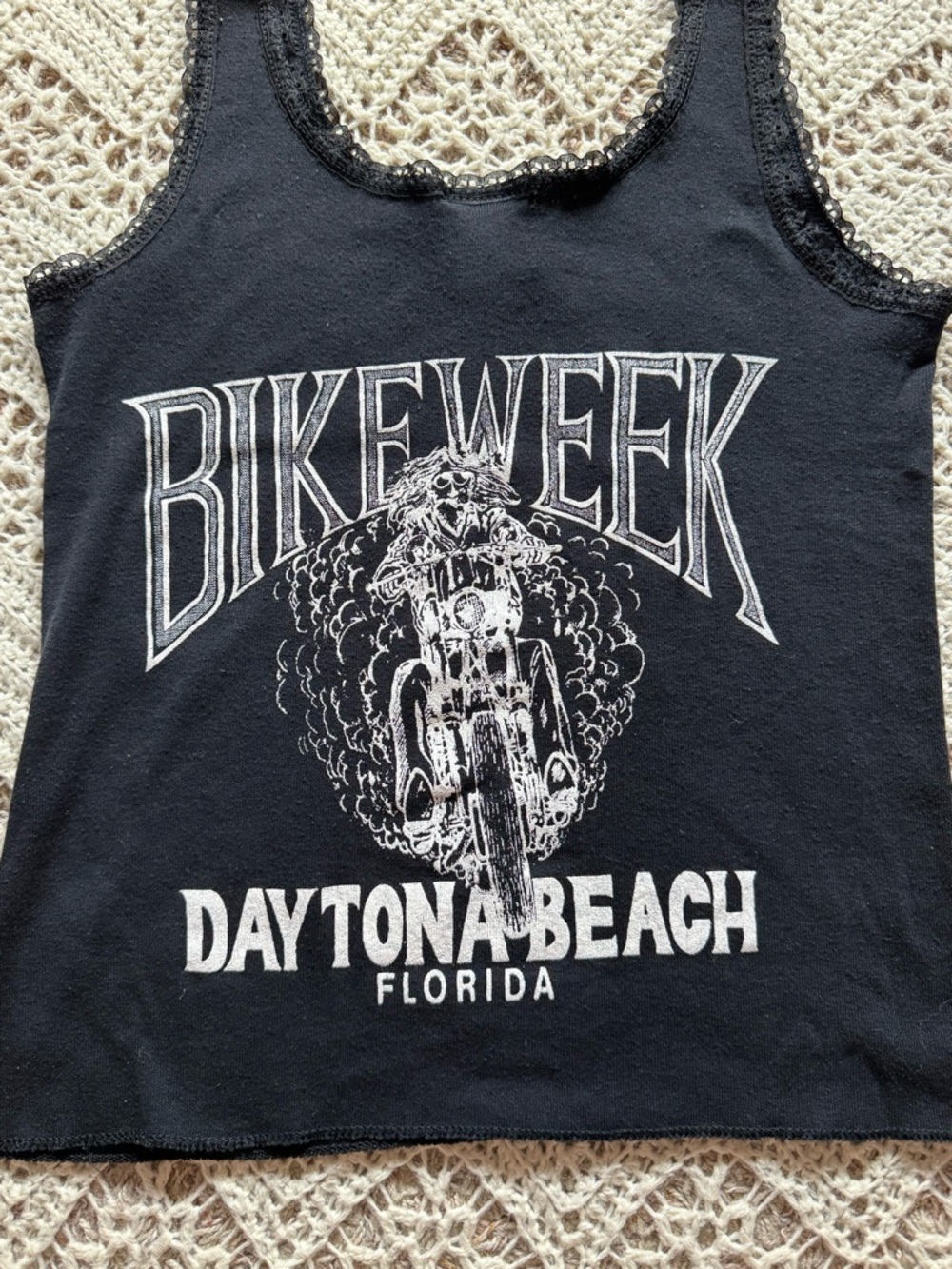 Vintage 1991 Harley Davidson "Cat Eyes" Tank Top 3D Emblem Size M Lace Trim - Picture 10 of 10